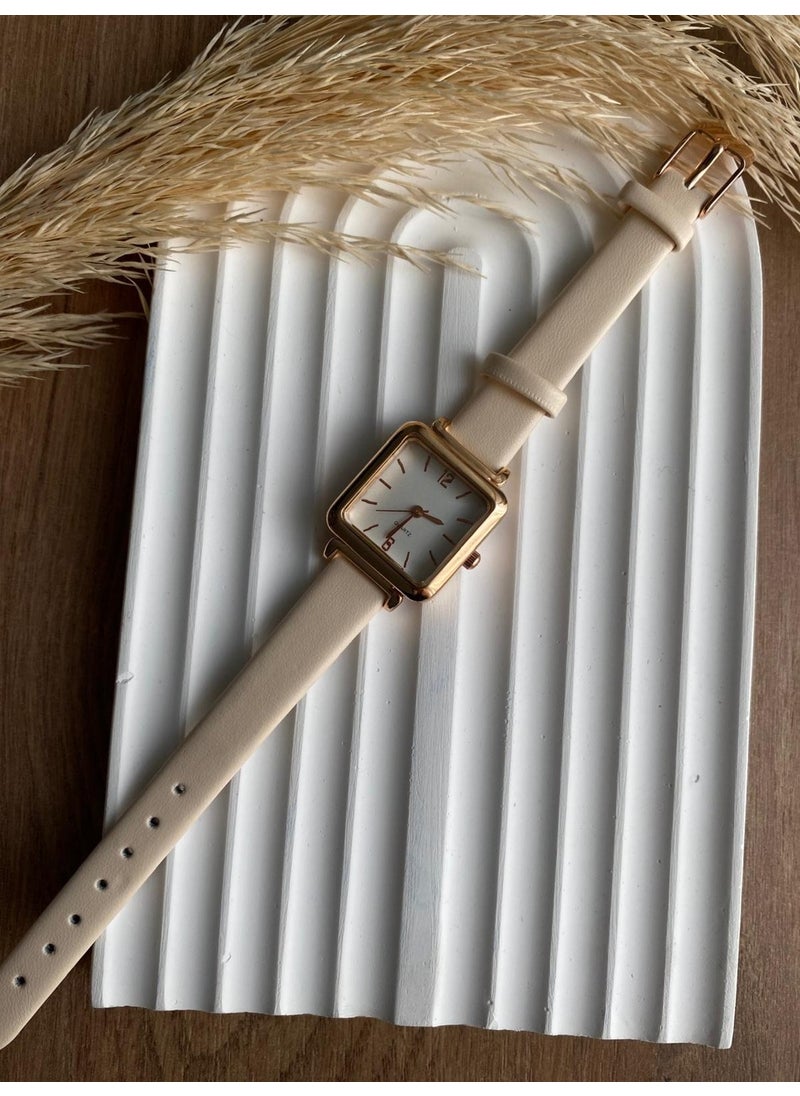 QUARTZ ساعة يد نسائية عتيقة من بي إس ستيل جلديةRetro حزام 1 قطعة  - Image 1
