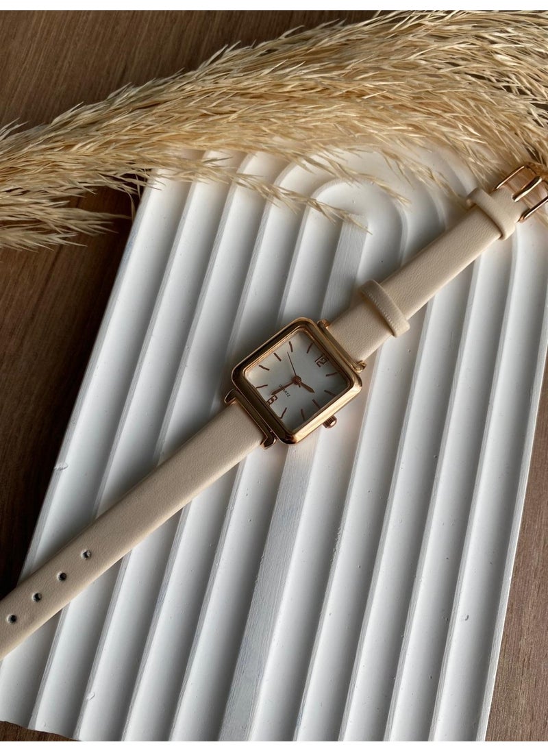 QUARTZ ساعة يد نسائية عتيقة من بي إس ستيل جلديةRetro حزام 1 قطعة  - Image 5