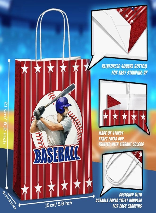 JOYGATHER 24 Pcs Baseball Goodie Bags with Handles, Baseball Party Favors Gift Candy Treat Snack Paper Bags with 3 Different Types for Birthday Party Supplies Decorations - Image 3