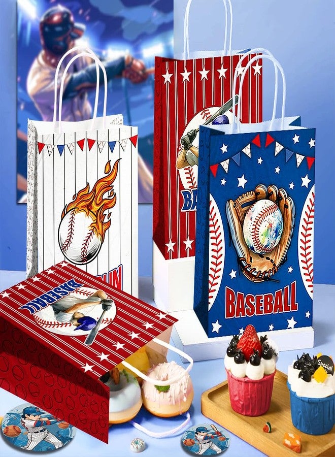 JOYGATHER 24 Pcs Baseball Goodie Bags with Handles, Baseball Party Favors Gift Candy Treat Snack Paper Bags with 3 Different Types for Birthday Party Supplies Decorations - Image 4