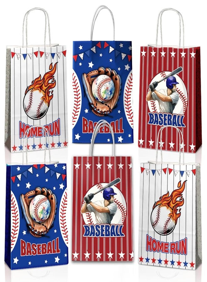 JOYGATHER 24 Pcs Baseball Goodie Bags with Handles, Baseball Party Favors Gift Candy Treat Snack Paper Bags with 3 Different Types for Birthday Party Supplies Decorations - Image 1
