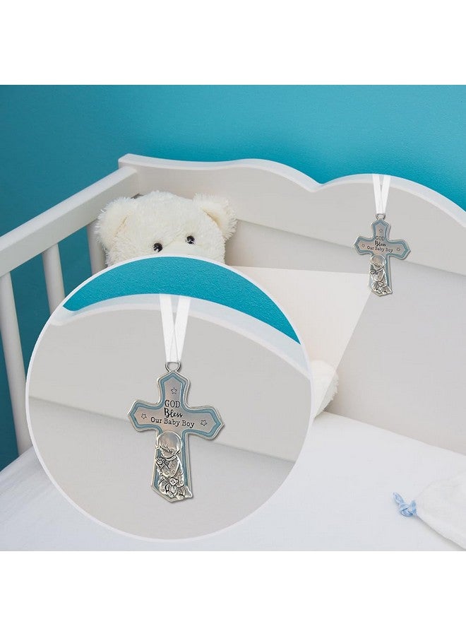 elskandi Crib Cross God Bless This Baby Boy Baptism Gifts for Baby Boys Christening Gifts for Boys Baptism Baby Dedication Gift - Image 3