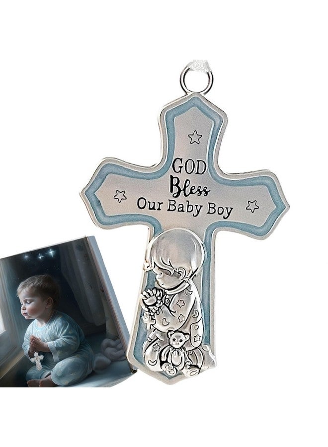 elskandi Crib Cross God Bless This Baby Boy Baptism Gifts for Baby Boys Christening Gifts for Boys Baptism Baby Dedication Gift - Image 1