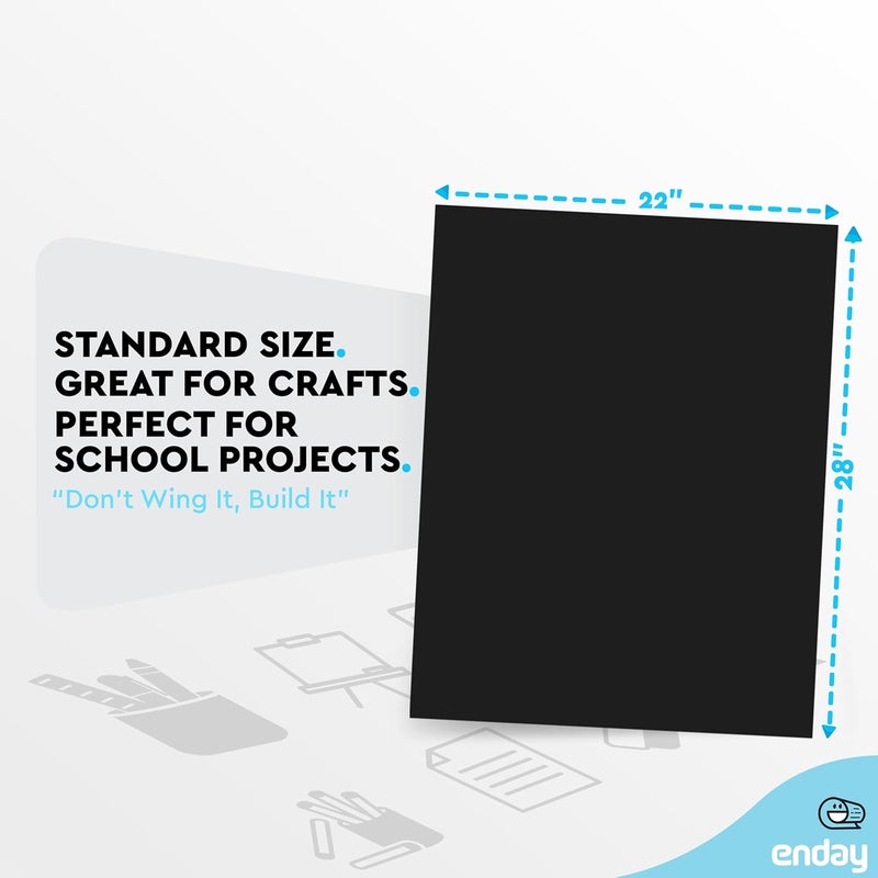 Emraw Poster Board Lightweight Craft Backing Boards for Presentations Office Sign Blank Painting Board Smooth Surface Poster Sheets for School Pack of 5 (Black) - Image 2
