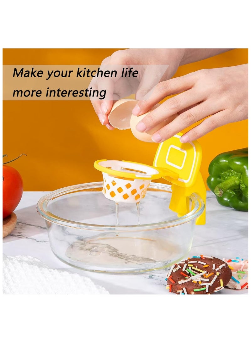 Basketball Hoop Egg White Separator silicone basketball hoop egg yolk separator - essential kitchen gadgets for egg white separation (yellow)  - Image 3