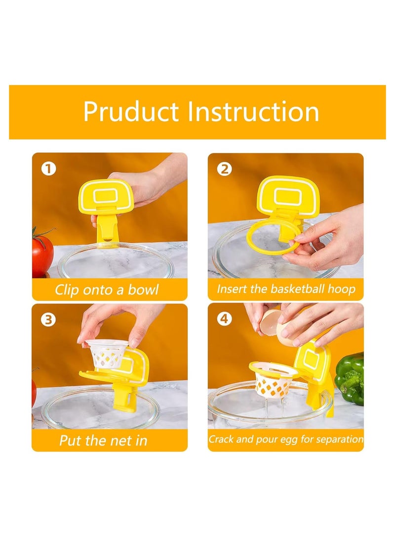 Basketball Hoop Egg White Separator silicone basketball hoop egg yolk separator - essential kitchen gadgets for egg white separation (yellow)  - Image 4