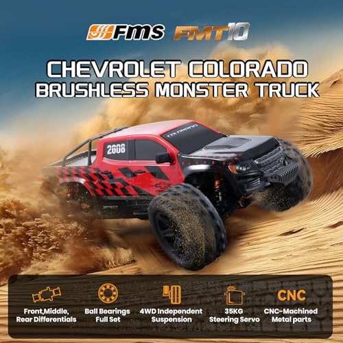 EAZYRC FMS FMT10 Chevrolet Colorado 110 RC Truck Officially Licensed 4WD Brushless OffRoad Monster Truck FMT10 Chassis 50MPH HighSpeed AllTerrain RC Car 4074 2000KV Motor 120A ESC - Image 5
