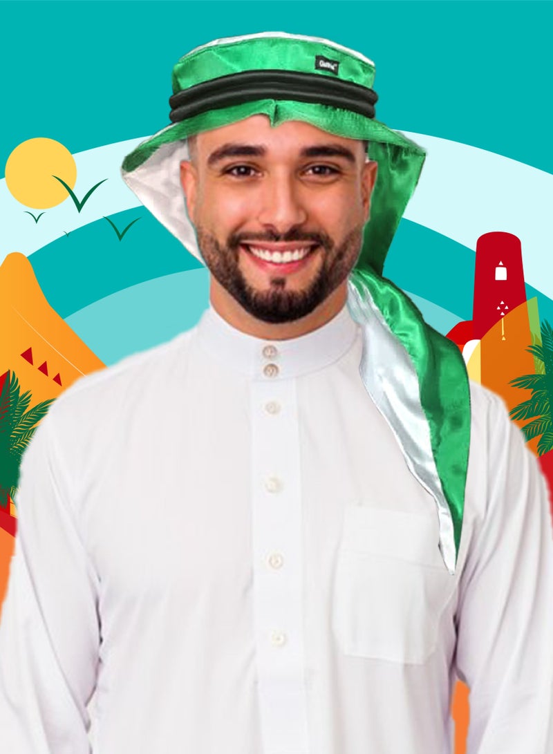 القبعة الخليجية أخضر + عقال اسود