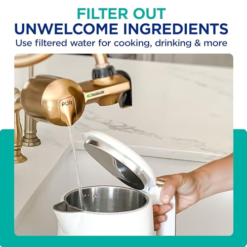 PUR Plus Faucet Mount Water Filtration System with Mineral Core Filter, Horizontal, Brass, PFM410F - Image 4