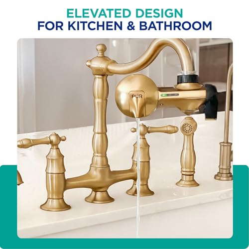 PUR Plus Faucet Mount Water Filtration System with Mineral Core Filter, Horizontal, Brass, PFM410F - Image 2