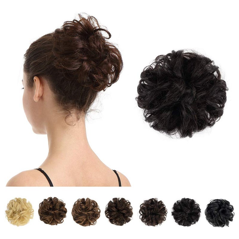 BARSDAR 100 Human Hair Messy Bun Extensions  Natural Black Real Human Hair Bun Scrunchies for Women  Daily Updo Chignons