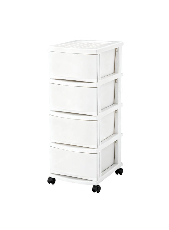 4-Layer Black Plastic Storage Drawers Cabinet with Wheels Multi-Purpose Organizer with 4 Spacious Pull-Out Drawers Durable Storage Unit for Clothes, Toys, Office & Home