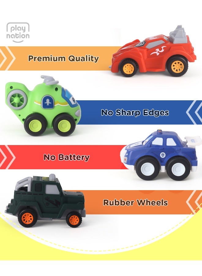PlayNation Friction Powered Push & Go Vehicle Toys - 4 Pieces - Image 2