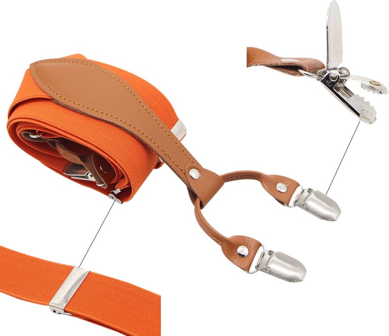 Timiot Mens Suspender Wide Leather 6 Metal Clips Adjustable Straps Y Shape - Image 2