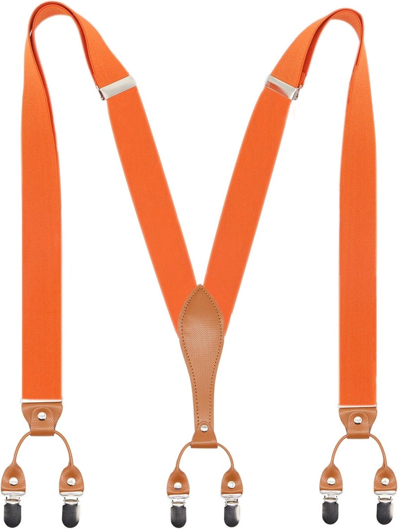 Timiot Mens Suspender Wide Leather 6 Metal Clips Adjustable Straps Y Shape - Image 1