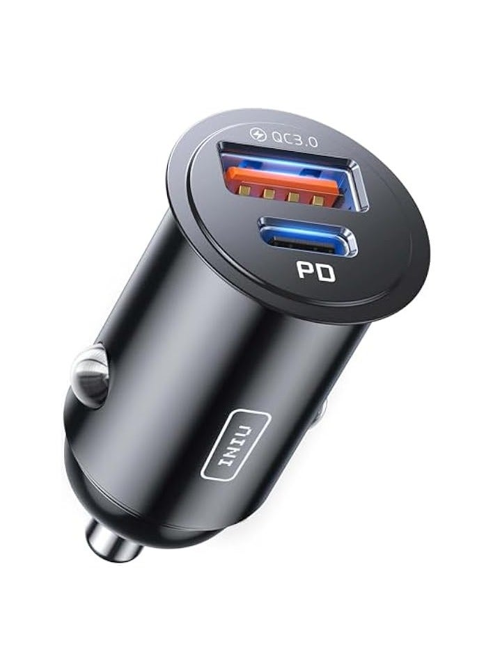 INIU USB C Car Charger, INIU [USB C 30W+USB A 30W] PD3.0 5A Fast Charge Cigarette Lighter USB Car Charger, Metal USB Car Charger Adapter for iPhone 15 14 13 12 11 Pro Max Galaxy S21 Huawei - Image 1