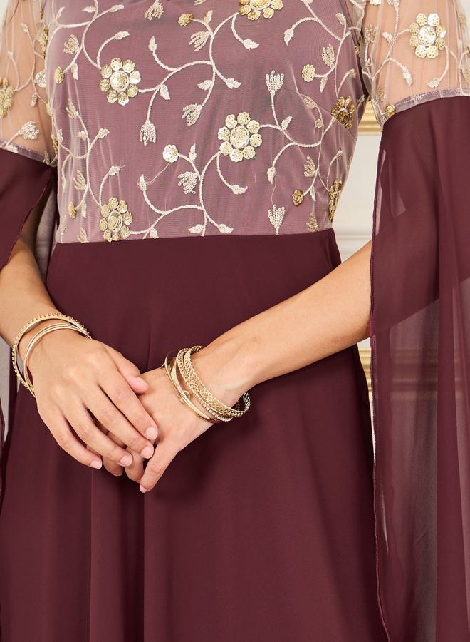 ستايلي فستان ماكسي بقصة - وأكمام بفتحات وتفاصيل دانتيل - Image 3