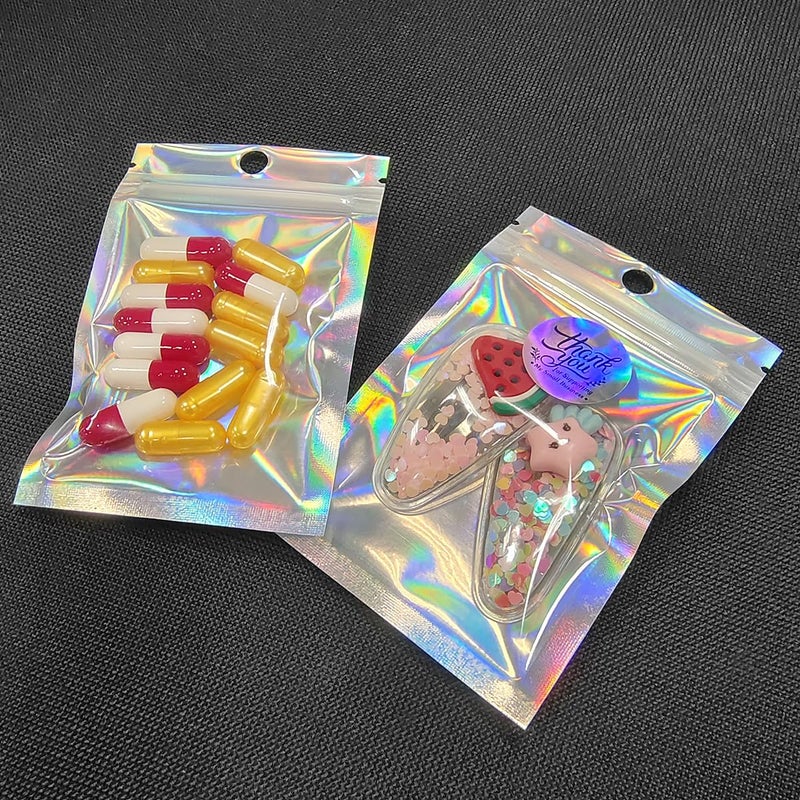 Trunple Smell Proof Bags & Resealable Foil Pouch Bag [100 PCS ] Great for Party Favor Food Storage Holographic Color 2.3 x 3 Inch - Image 3