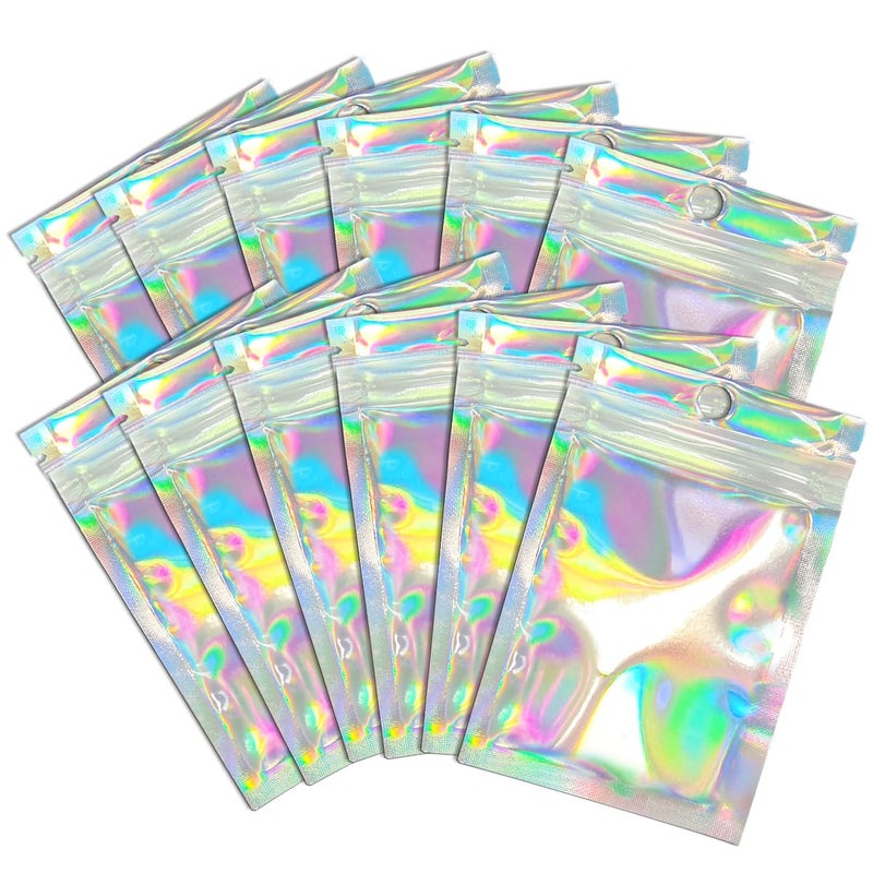 Trunple Smell Proof Bags & Resealable Foil Pouch Bag [100 PCS ] Great for Party Favor Food Storage Holographic Color 2.3 x 3 Inch - Image 1