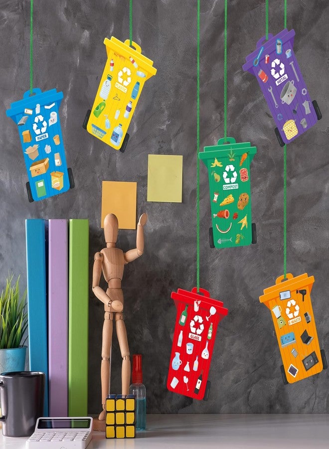 WorldBazaar 18 Pack Earth Day Recycling Craft Kit for Kids Learn to Recycle Crafts Classroom Earth Day Activities Stickers Trash Can Garbage Bin Decorations for School - Image 4