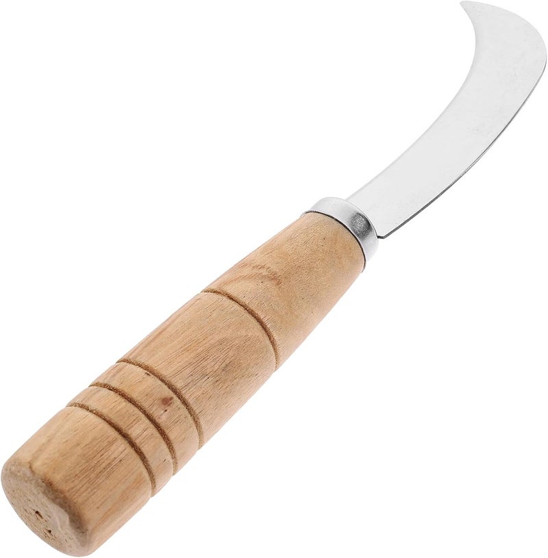 Ergonomic Wooden Handle Stainless Steel Fruit Knife Multifunctional Cutter for Pineapple and Tropical Fruits Compact Size - Image 1