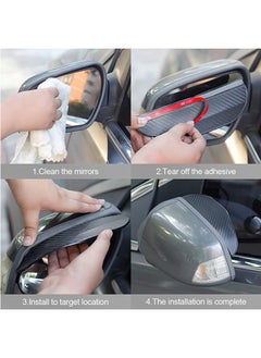 Generic Car Rear View Side Mirror Rain Shield, 4pcs Auto Truck Rear View Mirror Rain Eyebrow Sun Visor Universal Carbon Fiber Waterproof Rain Cover with 3M Fixing Sticker (Black)  - Image 5