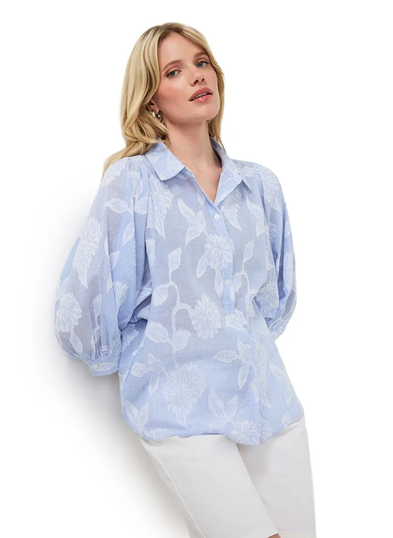Esqualo  Esqualo Blouse Stripes Flower Jacquard for Women | Best Price UAE
