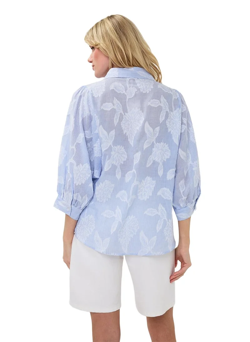 Esqualo  Esqualo Blouse Stripes Flower Jacquard for Women | Best Price UAE