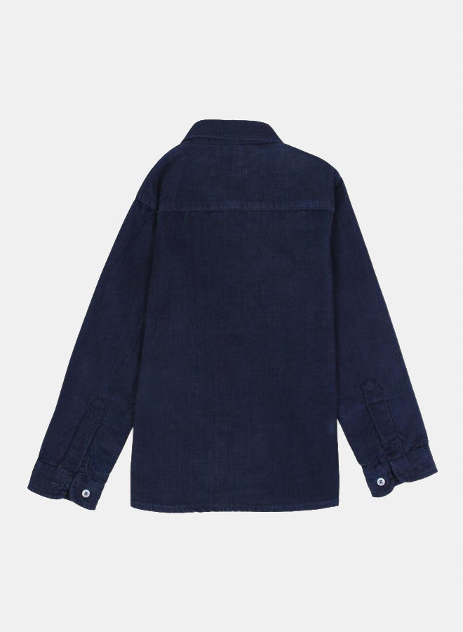Boys Velvet Shirt – Navy - Image 2