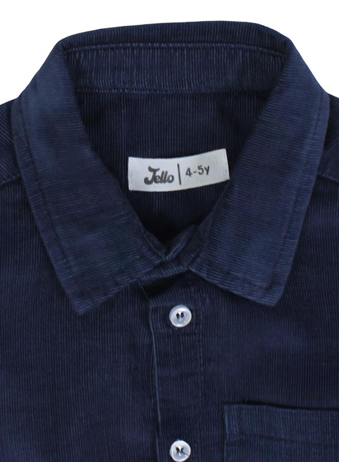 Boys Velvet Shirt – Navy - Image 3