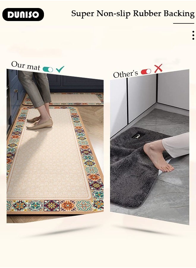 DUNISO 2 PCS  Kitchen Mats and Rugs Set , Non Slip Heavy Duty Standing Mat, Quick Dry Diatom Mud Floor Mat,  Extra Soft and Absorbent Floor Mats for  Kitchen, Bath, Office, Laundry(40*60cm+40*120cm)  - Image 3