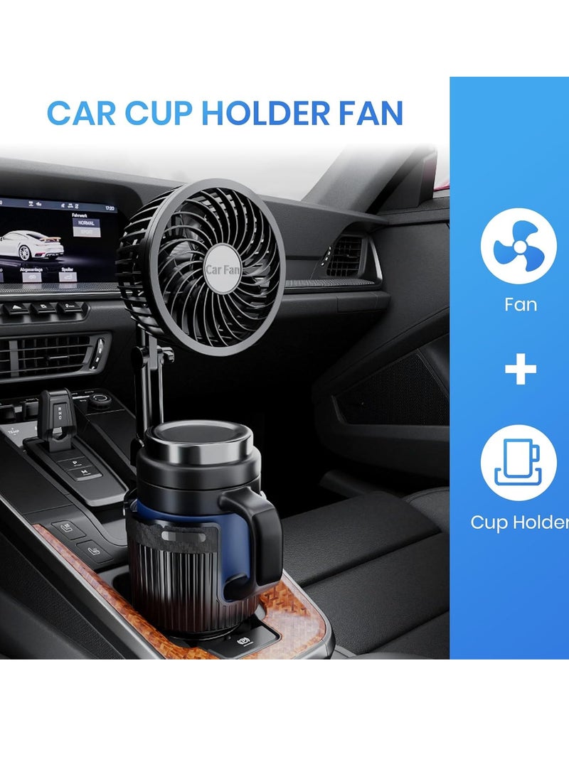 Sharpdo - 2 in 1 USB Fan Cup Holder Expander for Car with Car Fan, 6 Inch Portable Vehicle Cooling Fan for Car Vehicle, SUV, RV, Truck, Office, 360 Degree Rotatable, 2 Speed, USB Powered - Image 1