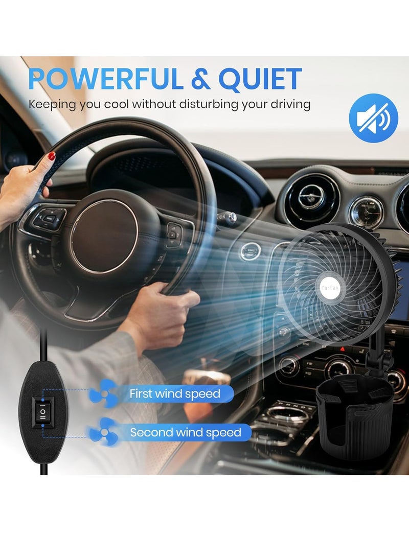 Sharpdo - 2 in 1 USB Fan Cup Holder Expander for Car with Car Fan, 6 Inch Portable Vehicle Cooling Fan for Car Vehicle, SUV, RV, Truck, Office, 360 Degree Rotatable, 2 Speed, USB Powered - Image 1