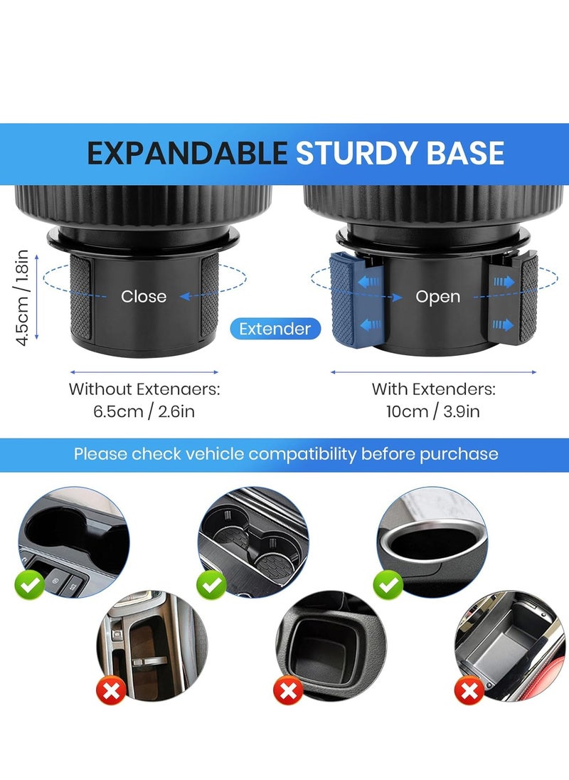 Sharpdo - 2 in 1 USB Fan Cup Holder Expander for Car with Car Fan, 6 Inch Portable Vehicle Cooling Fan for Car Vehicle, SUV, RV, Truck, Office, 360 Degree Rotatable, 2 Speed, USB Powered - Image 1