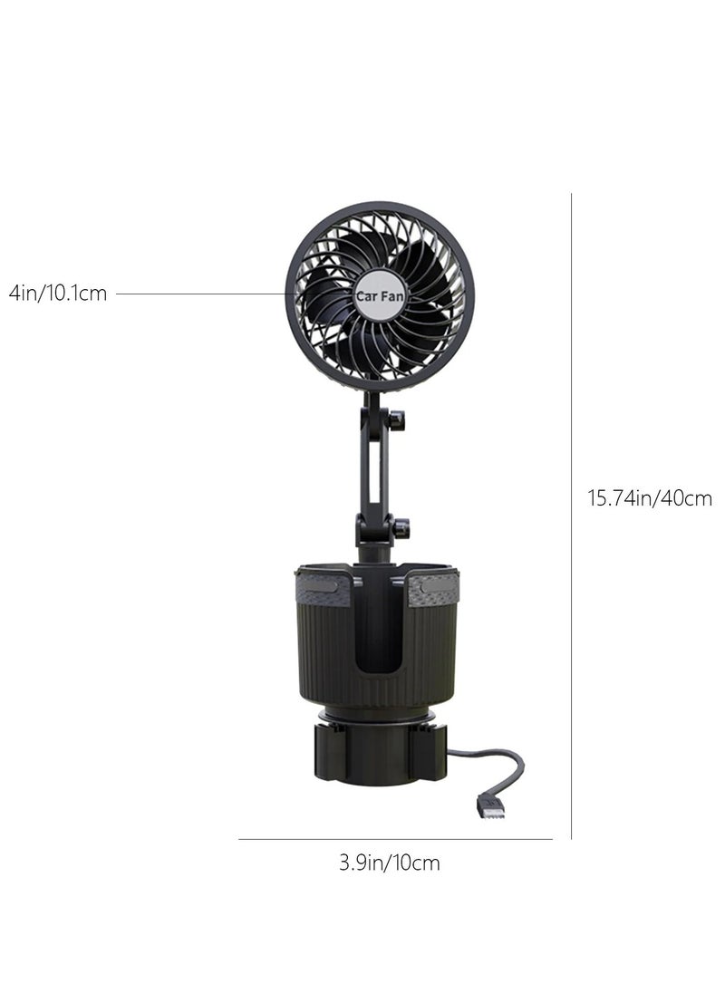 Sharpdo - 2 in 1 USB Fan Cup Holder Expander for Car with Car Fan, 6 Inch Portable Vehicle Cooling Fan for Car Vehicle, SUV, RV, Truck, Office, 360 Degree Rotatable, 2 Speed, USB Powered - Image 1