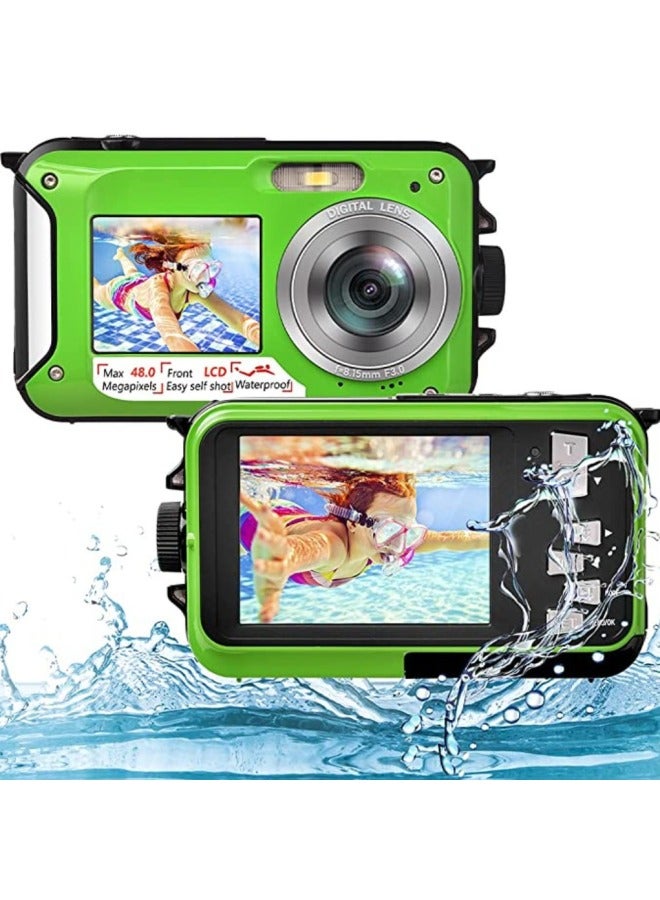Outdoor Single Underwater Camera Full HD 2.7K 48MP Waterproof Snorkeling Dual Screen Waterproof Camera Digital-Color:Standard Red Japanese  - Image 4