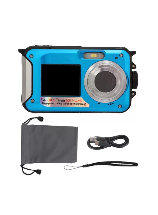 Outdoor Single Underwater Camera Full HD 2.7K 48MP Waterproof Snorkeling Dual Screen Waterproof Camera Digital-Color:Standard Red Japanese  - Image 5