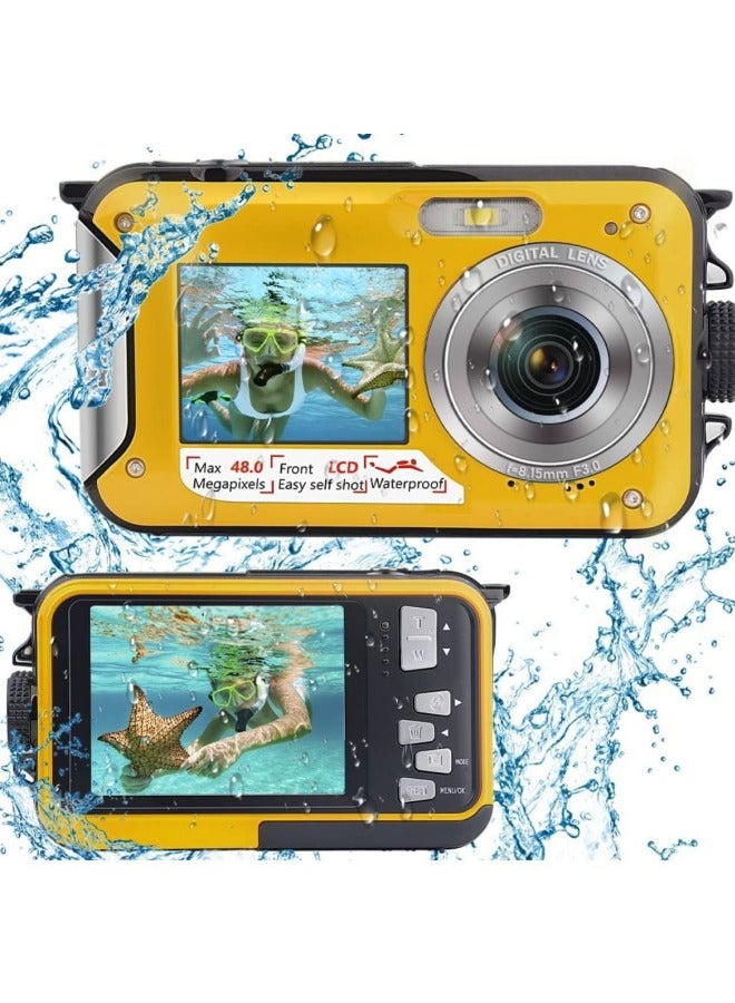 Outdoor Single Underwater Camera Full HD 2.7K 48MP Waterproof Snorkeling Dual Screen Waterproof Camera Digital-Color:Standard Red Japanese  - Image 3