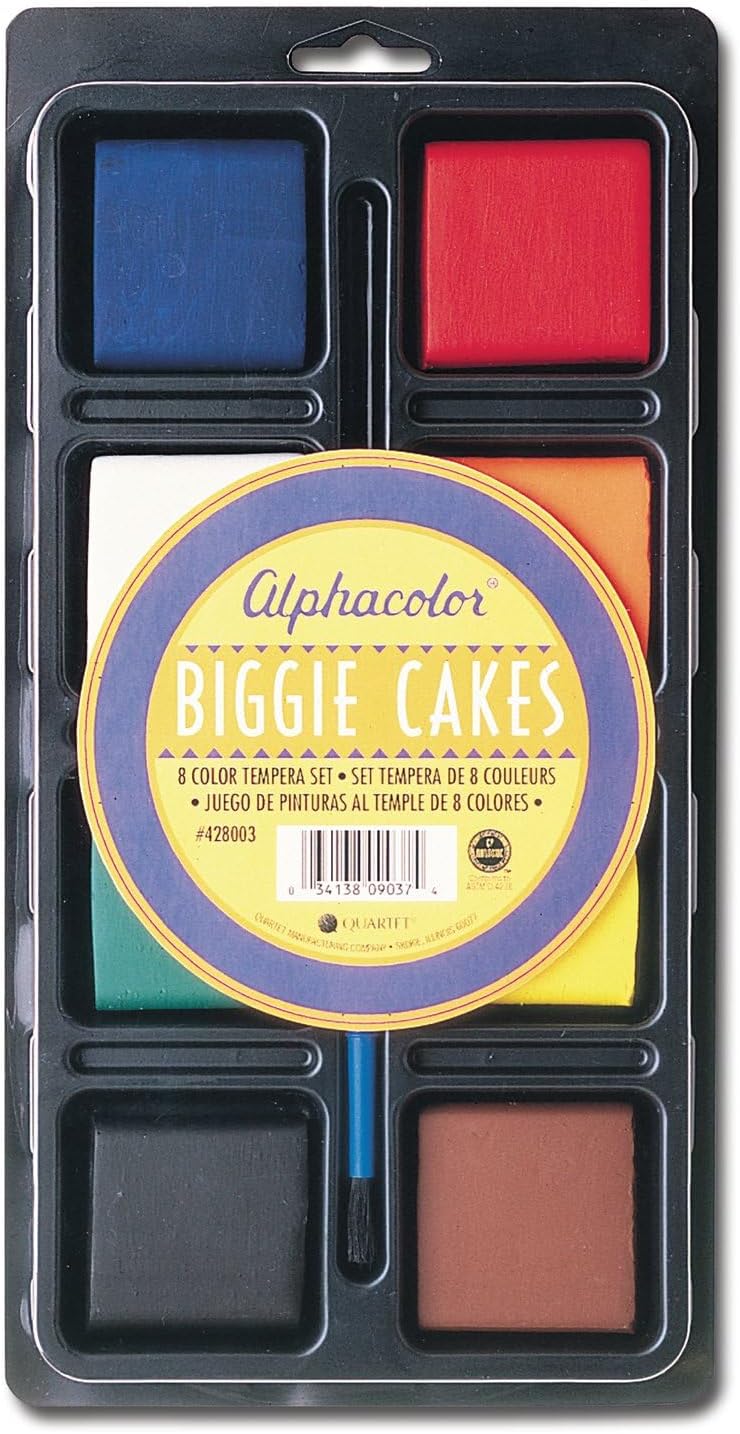 Derwent Alphacolor Biggie Cakes Tempera Paint Set - 8 Color Tray, Multi-Colored - Image 1