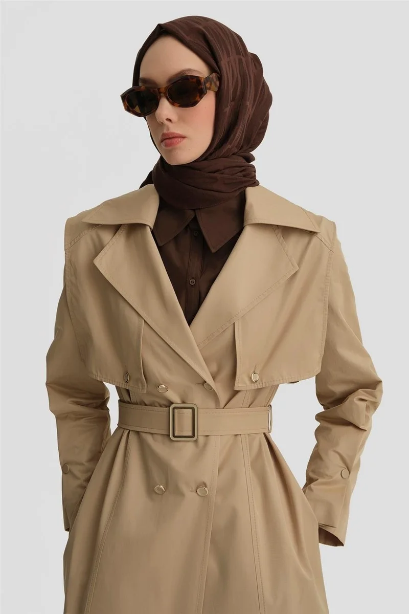 ARMINE Removable Cape Trench Coat 25Y8209 Beige