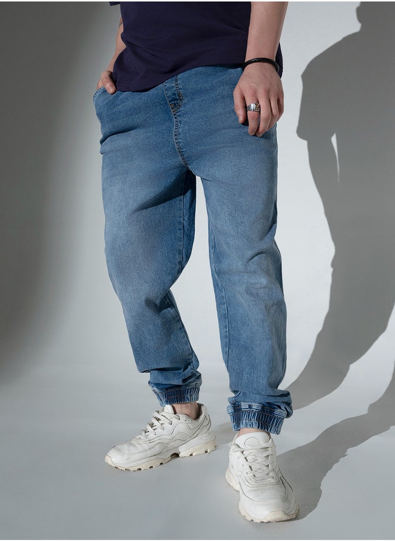 Hubberholme Relaxed Fit Light Fade Stretchable Jogger Jeans for Men  - Image 1