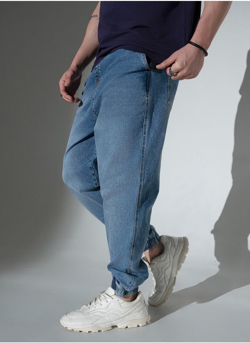 Hubberholme Relaxed Fit Light Fade Stretchable Jogger Jeans for Men  - Image 2