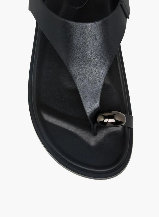 Flora Bella By Shoexpress BLACK Flora Bella Women Toe Loop Detail Sandals for Women | Best Price UAE