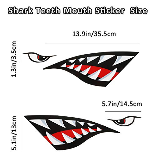 Tenare 4 Pieces Shark Teeth Mouth Kayak Stickers Decals Kayak Decals Waterproof Canoe Graphic Reflective Accessories for Canoe Fishing Boat Car Truck Dagger Ocean Boat Decoration - Image 2
