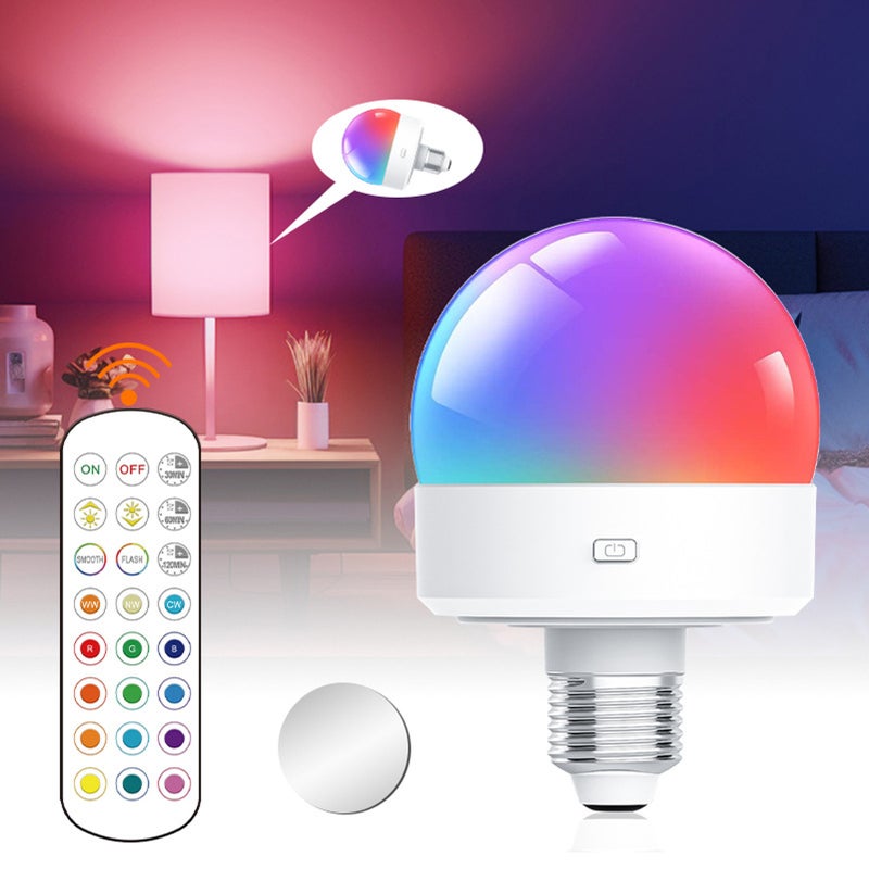 E26 Magnetic Light Bulb Rechargeable Battery Operated Light Bulb with Remote Control Timer Dimmable RGB LED Light Bulb for Bedroom - Image 3