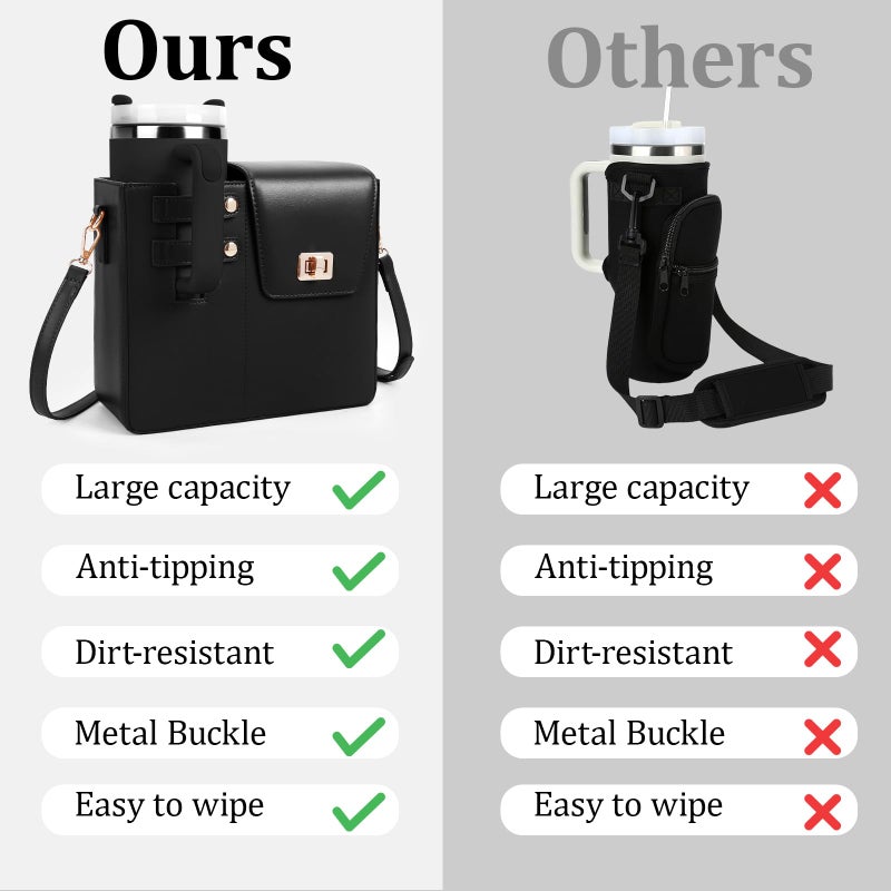 BBIQI Stanley Purse Cup Holder Bag with Strap- Outdoor Portable Crossbody Water Bottle Storage Bag for Stanley Cup Tumbler 40 oz - Image 3