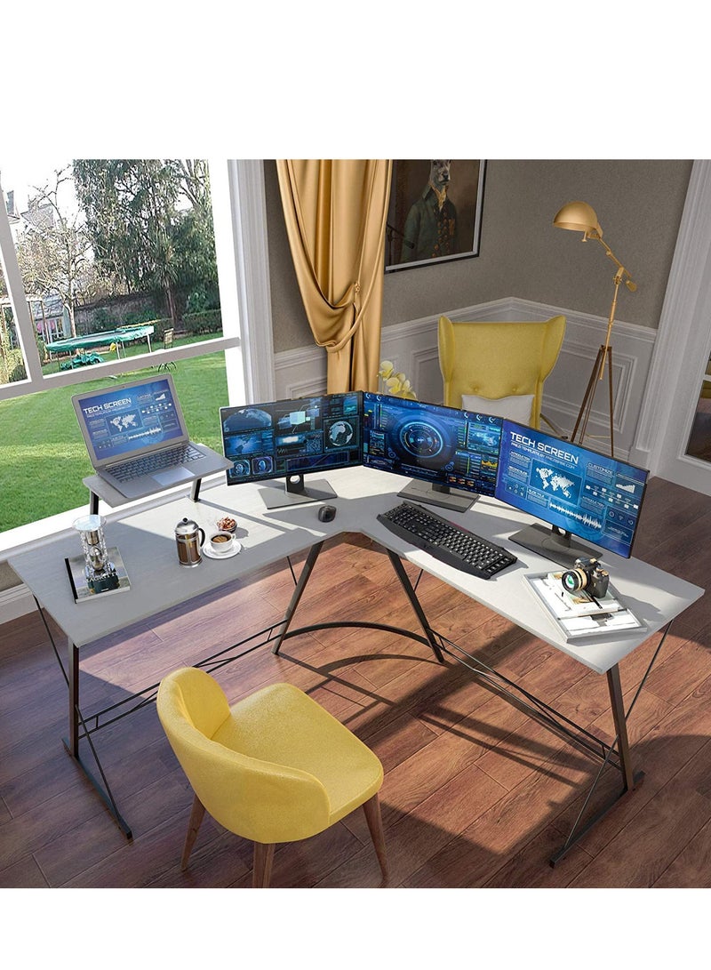 ZUIHAO L Shape Computer Desk with Storage Shelf Study Writing Table for Home Office, Modern Simple Style PC Desk,whith Metal Frame, Rural retr  - Image 5