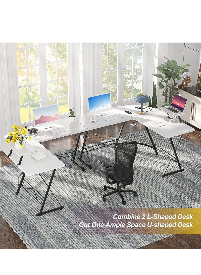 ZUIHAO L Shape Computer Desk with Storage Shelf Study Writing Table for Home Office, Modern Simple Style PC Desk,whith Metal Frame, Rural retr  - Image 4