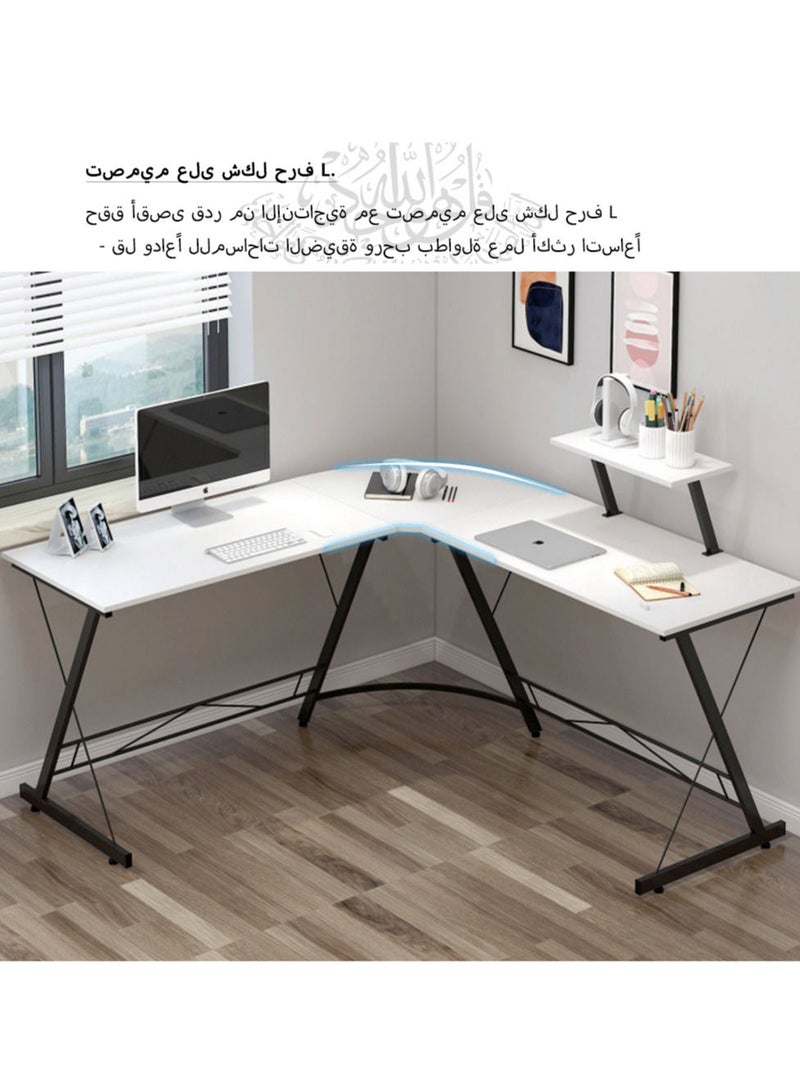 ZUIHAO L Shape Computer Desk with Storage Shelf Study Writing Table for Home Office, Modern Simple Style PC Desk,whith Metal Frame, Rural retr  - Image 2
