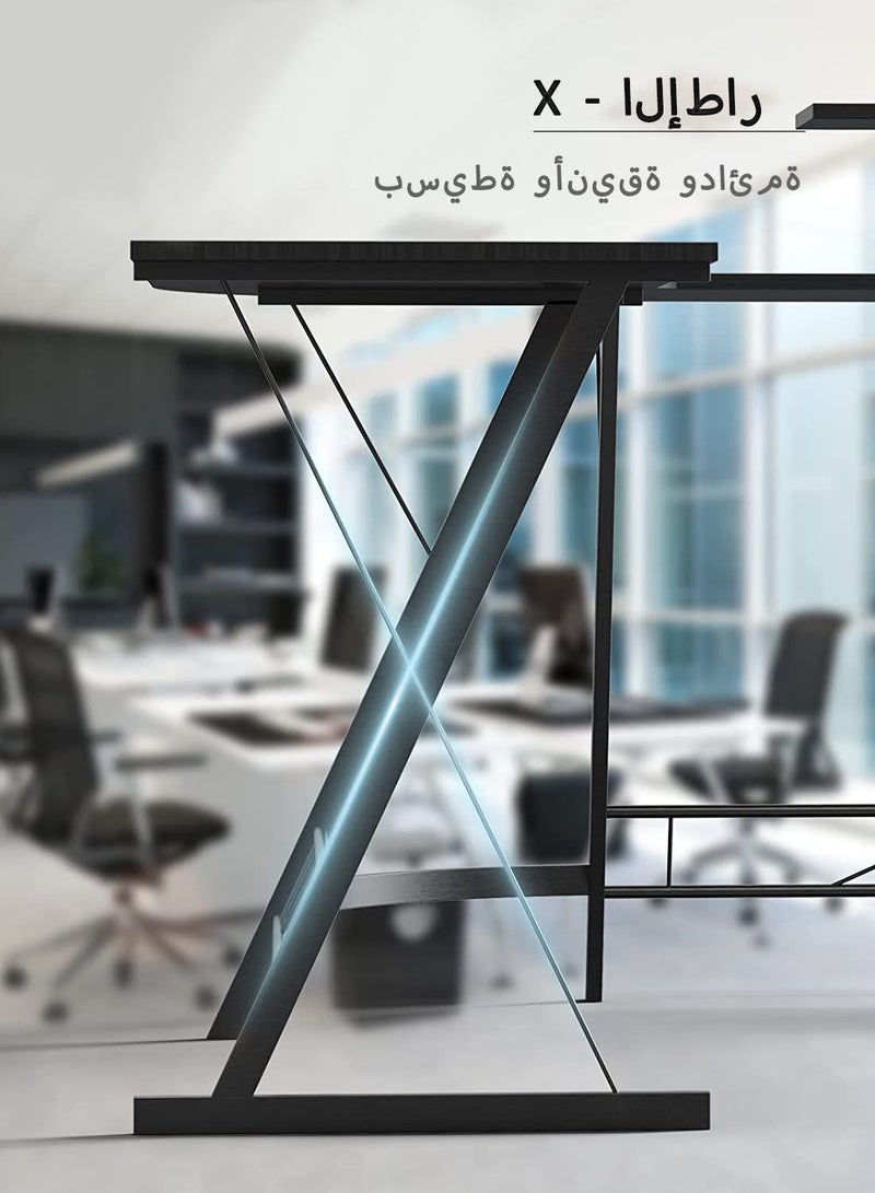ZUIHAO L Shape Computer Desk with Storage Shelf Study Writing Table for Home Office, Modern Simple Style PC Desk,whith Metal Frame, Rural retr  - Image 3